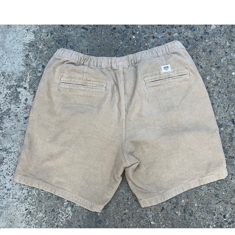 Katin Mens Corduroy Shorts Tan Khaki Elastic Waist Drawstring Stretch XL - Picture 10 of 11